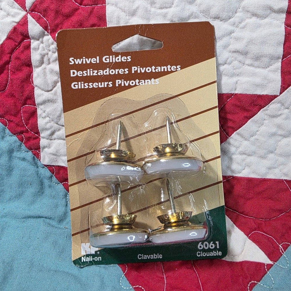 Waxman Swivel Glides 4 Pack White Gold Nail-on Furniture Feet